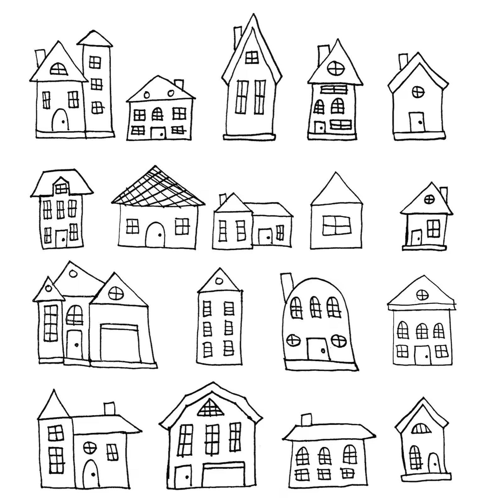 Pencil house sketches from the deck
